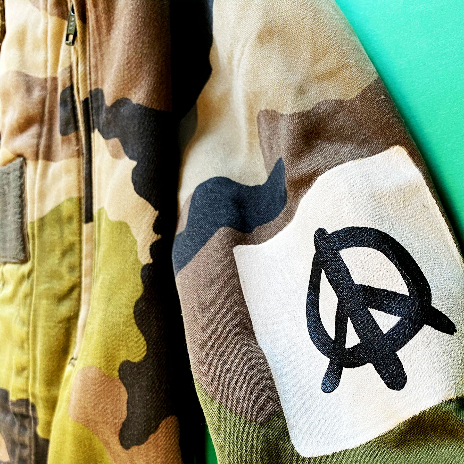 Camo jacket with best sale red stripe